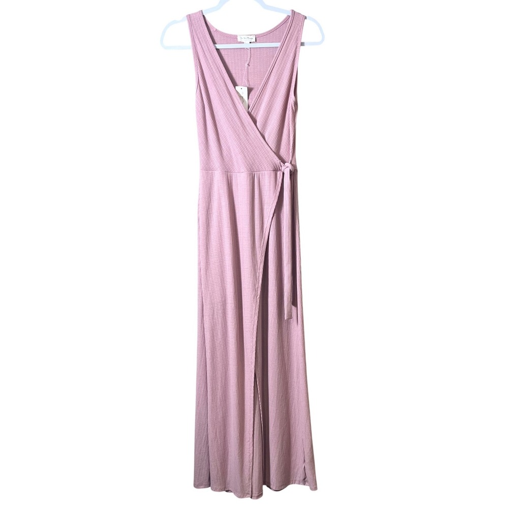 See You Monday Pink Faux Wrap Maxi Dress